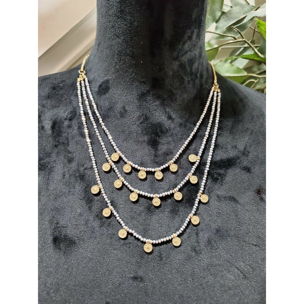 Women's Gold Coin Necklace with Tassel End